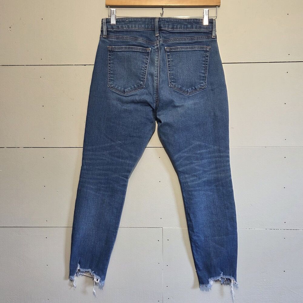 LOFT Skinny Slim High Rise Blue Medium Wash Distressed 5-Pocket Denim Women 29P - Picture 4 of 9